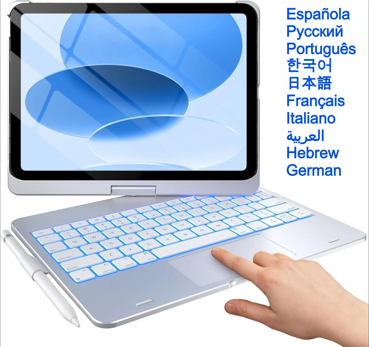 Backlit 360° Rotatable Keyboard Case for iPad with Pencil Holder