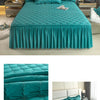 Quilted Solid Color Bed Skirt with Pleated Ruffle