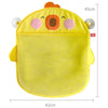 Yellow cartoon duck bath toy storage mesh bag with suction cups and orange features
