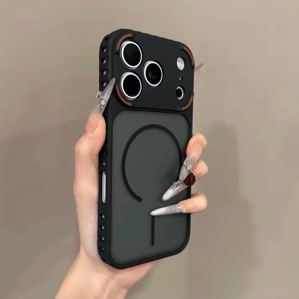 Frosted Clear Magnetic Case for iPhone with Non-Slip Bumper