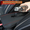 A hand pours liquid onto a black car armrest cover, demonstrating its waterproof and stain resistant features.