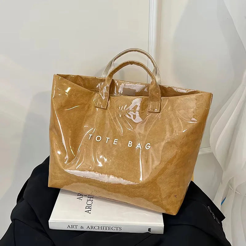 Clear PVC Tote Bag with Letter Print