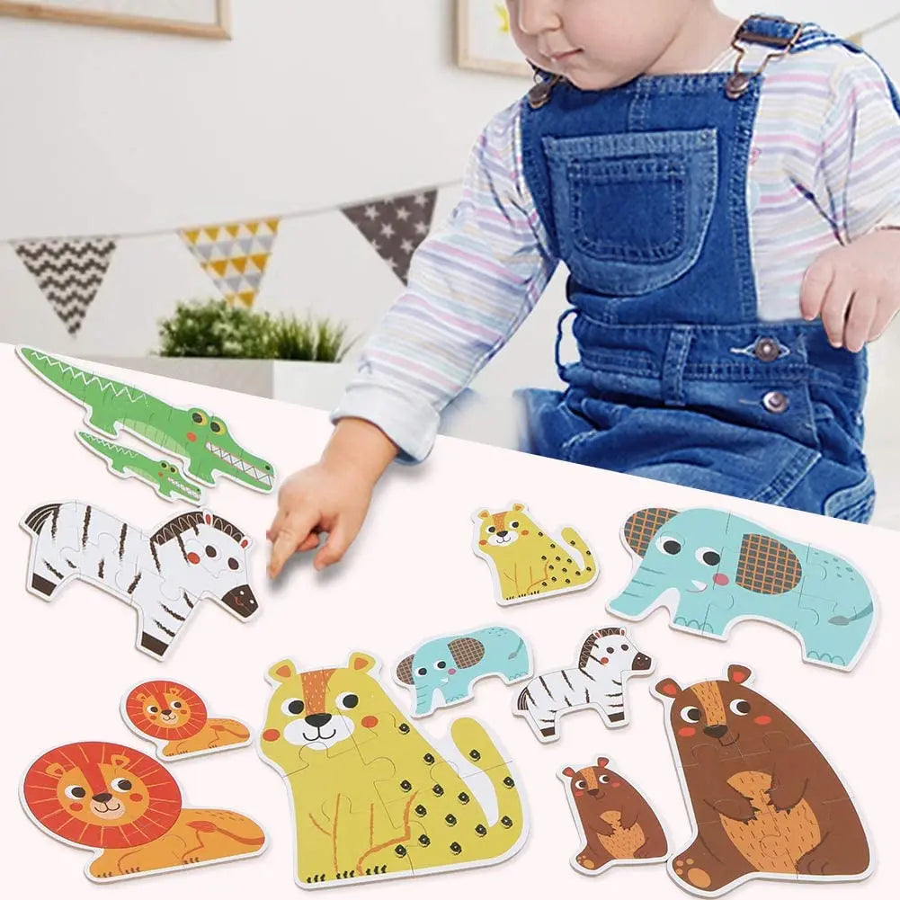 Wooden Animal Jigsaw Puzzles for Toddlers – Set of 6