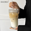 Tumbler en verre rayé de 600 ml avec couvercle