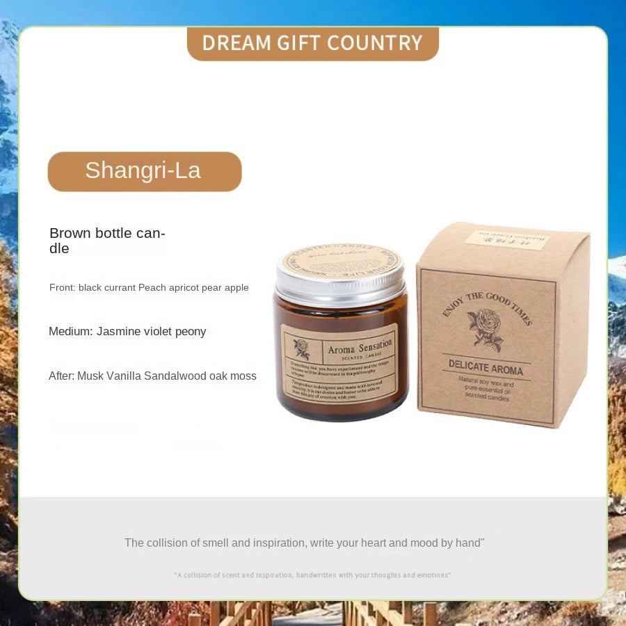 Hand-Poured Soy Wax Aromatherapy Candle in Amber Glass Jar
