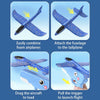 Diagrams showing how to combine foam airplanes, attach the fuselage to the tailplane, drag the aircraft to load, and pull the
