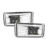 Clear LED fog light assembly for Chevy Silverado, Tahoe, Suburban, and GMC Yukon.