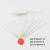 A hand sewing kit with various needles and a storage box is shown on a white background.