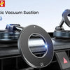 A black magnetic vacuum suction car mount phone holder with a foldable adjustable arm resting on a dark surface.