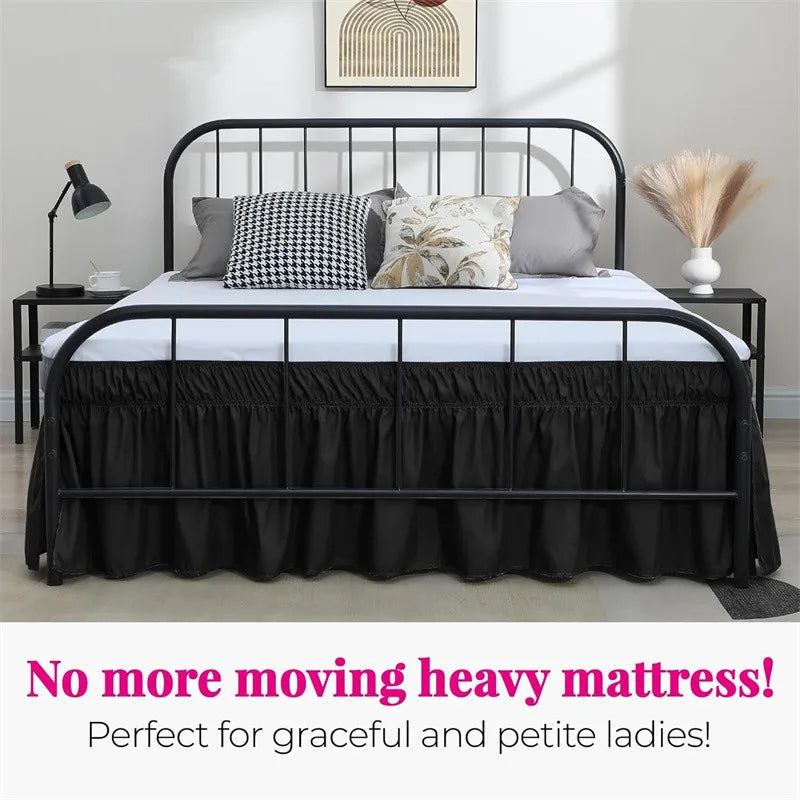 Ruffled Bed Skirt with Split Corners and Elastic Wrap