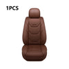 A single brown leather car seat cover with a headrest and seat cushion.
