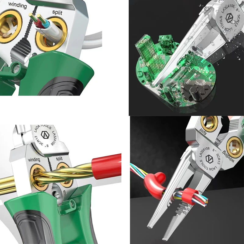 8-in-1 Multifunctional Wire Stripping Pliers with Electrical Test Function