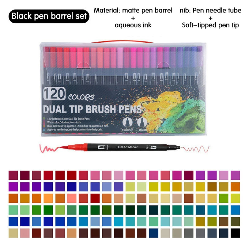 Dual Tip Watercolor Art Markers - 12 Color Set