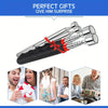 A telescopic magnet pickup tool with an LED light is shown alongside people receiving surprise gifts.