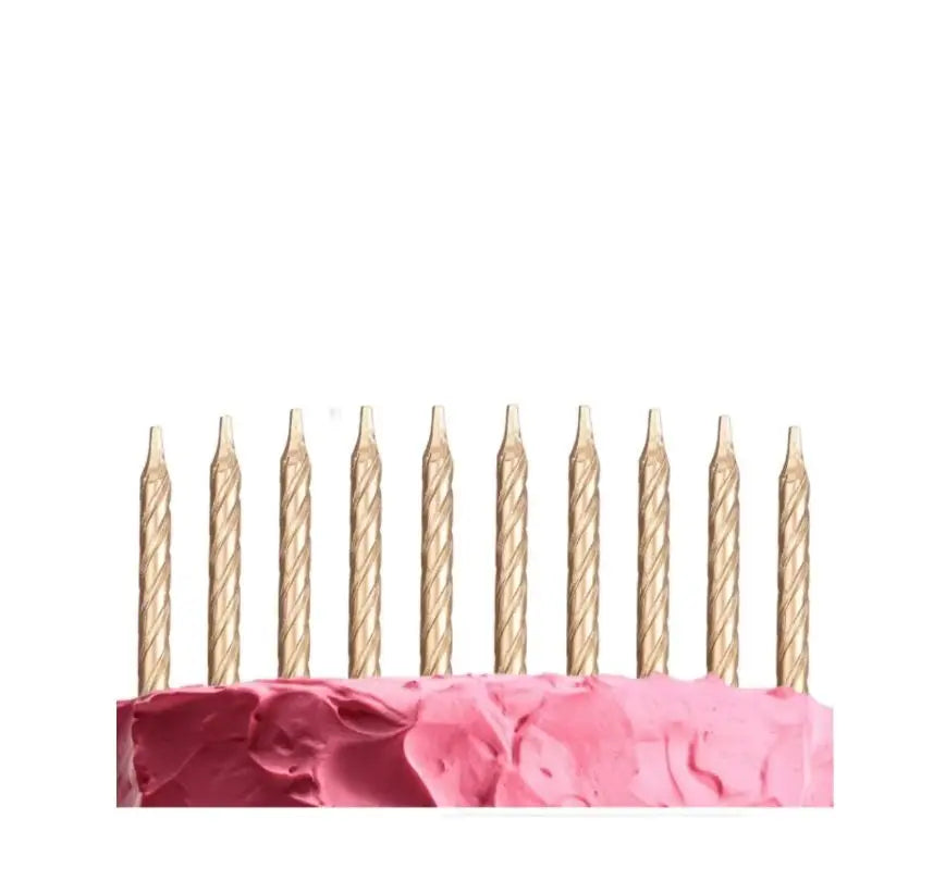 Spiral Birthday Cake Candles, Set of 6 Long Thin Decorative Candles for Cakes and Desserts