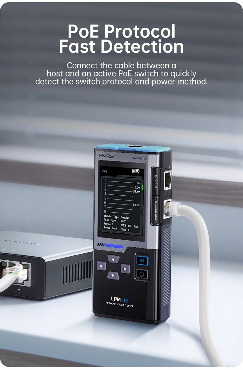 Multifunctional Network Cable Tester with Line Finder, PoE Detection & Port Flashing