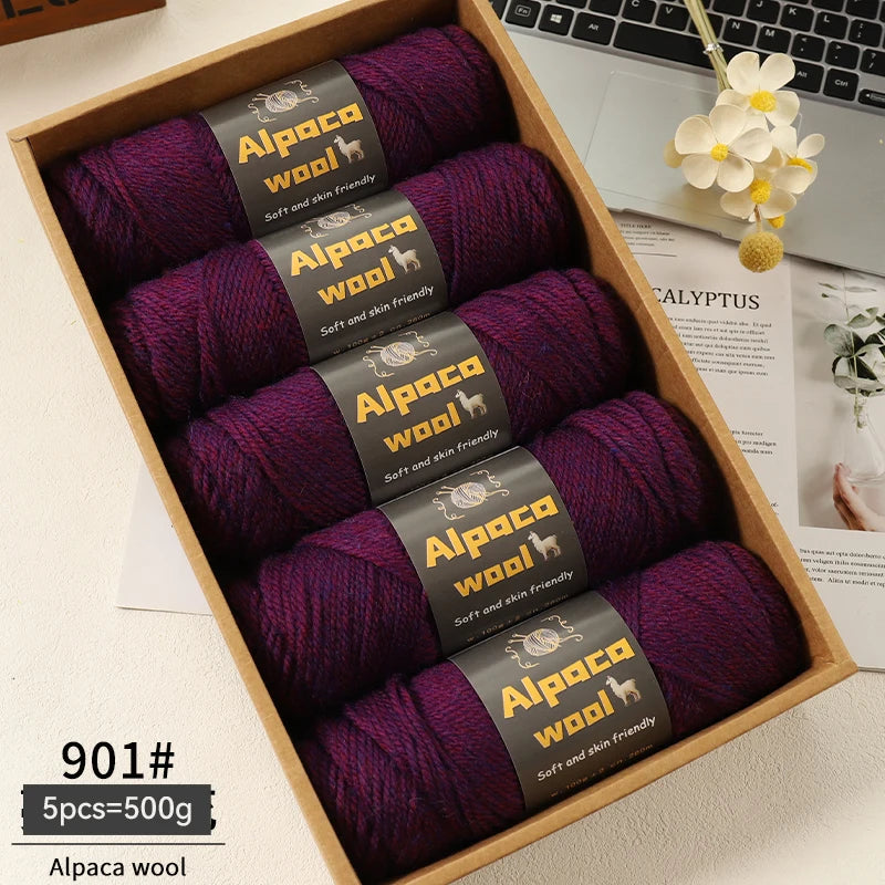 Chunky Alpaca Wool Knitting Yarn – 500g Multi-Color Set for Cozy Winter Projects