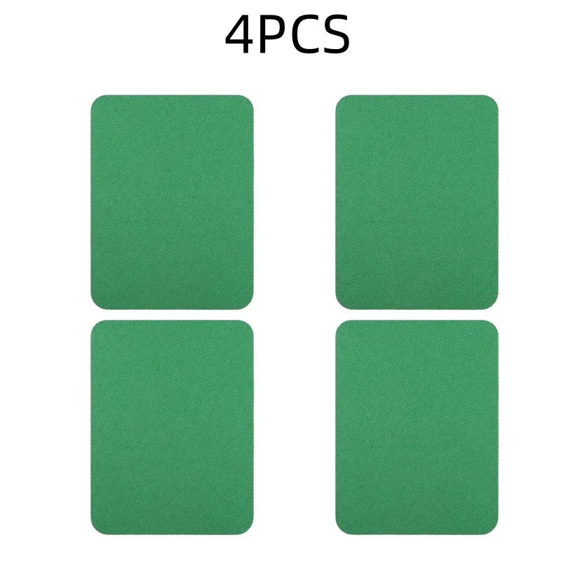 Four green iron-on fabric patches for clothing repair and DIY decor