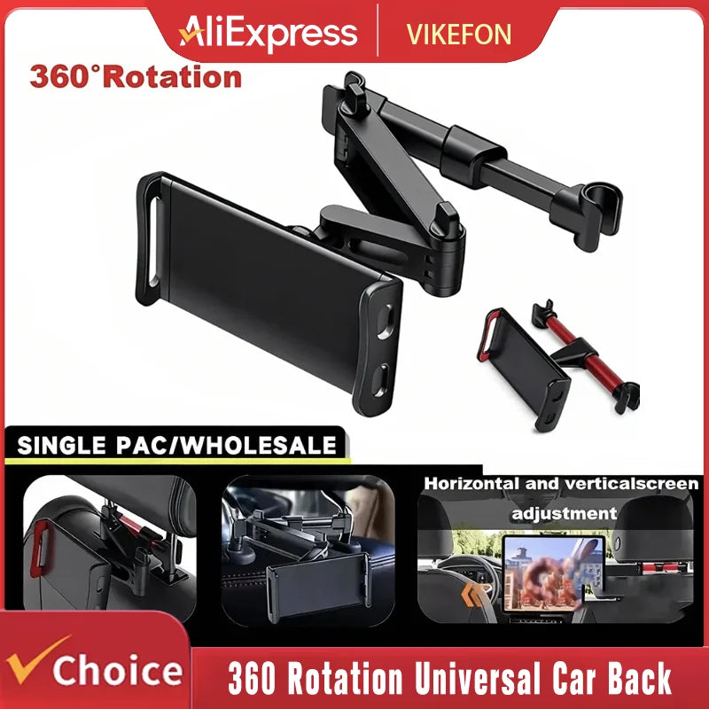 360° Universal Car Headrest Tablet &amp; Phone Mount