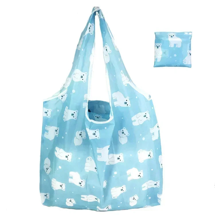 Foldable Reusable Shopping Tote with Animal Print Design