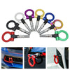 A set of universal racing tow hooks in various colors including black, silver, purple, yellow, and blue.