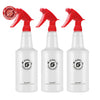 Three red Glenby acid and alkali resistant spray bottles with nozzles shown side by side.