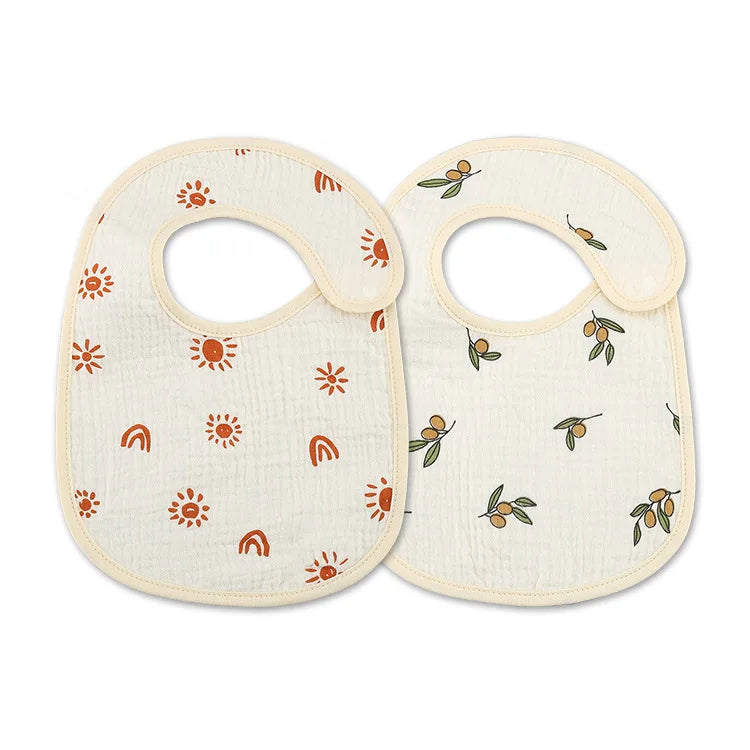 Soft Cotton Baby Bibs with Waterproof Backing – Set of 2