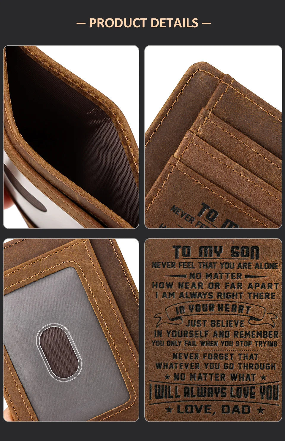 Genuine Leather Slim Card Wallet for Men – Personalized Gift from Dad