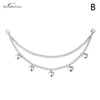 Silver multi-layer chain strap with heart pendant charms