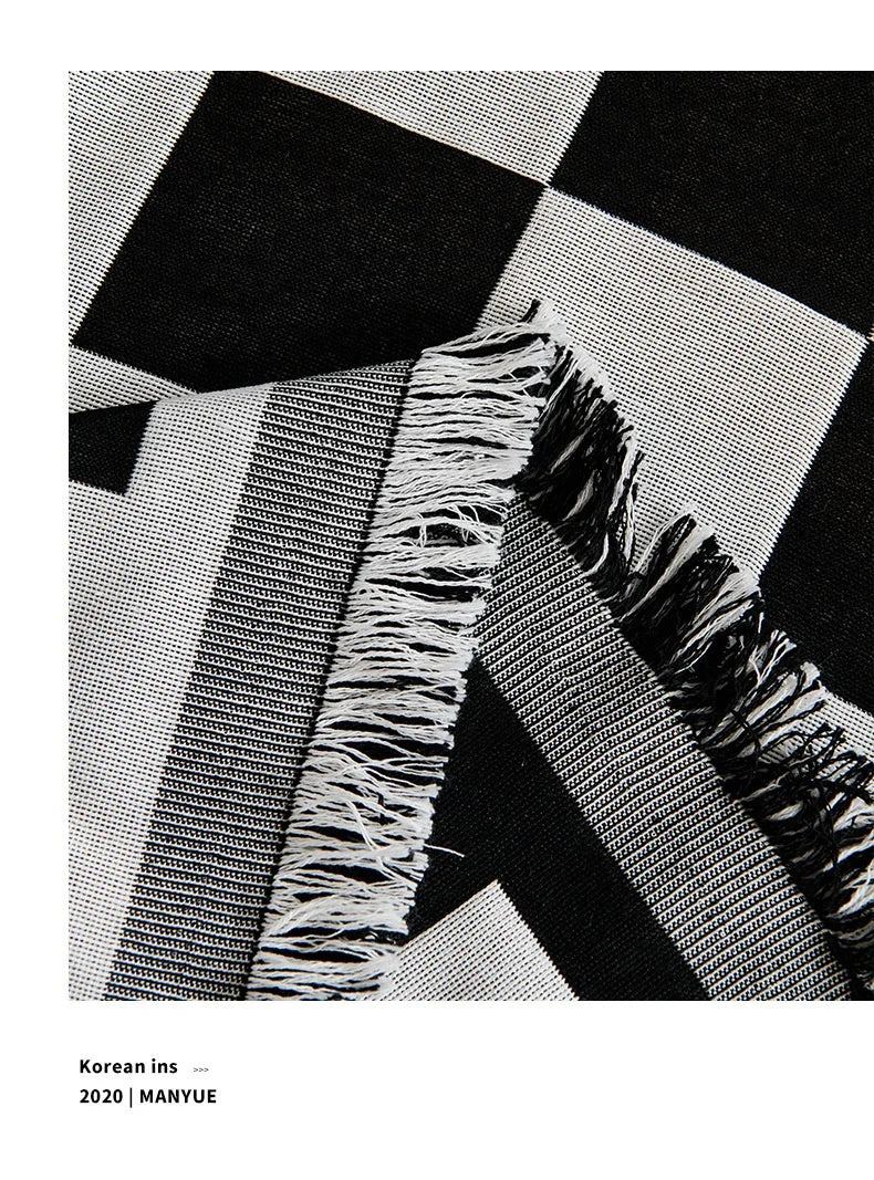 Checkerboard Jacquard Sofa Cover – Washable Nordic Style Slipcover