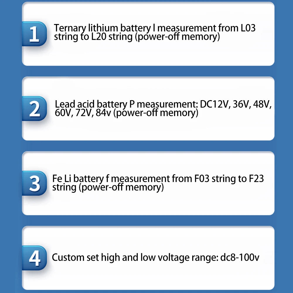 DC 8-100V Battery Capacity Indicator with LCD Display