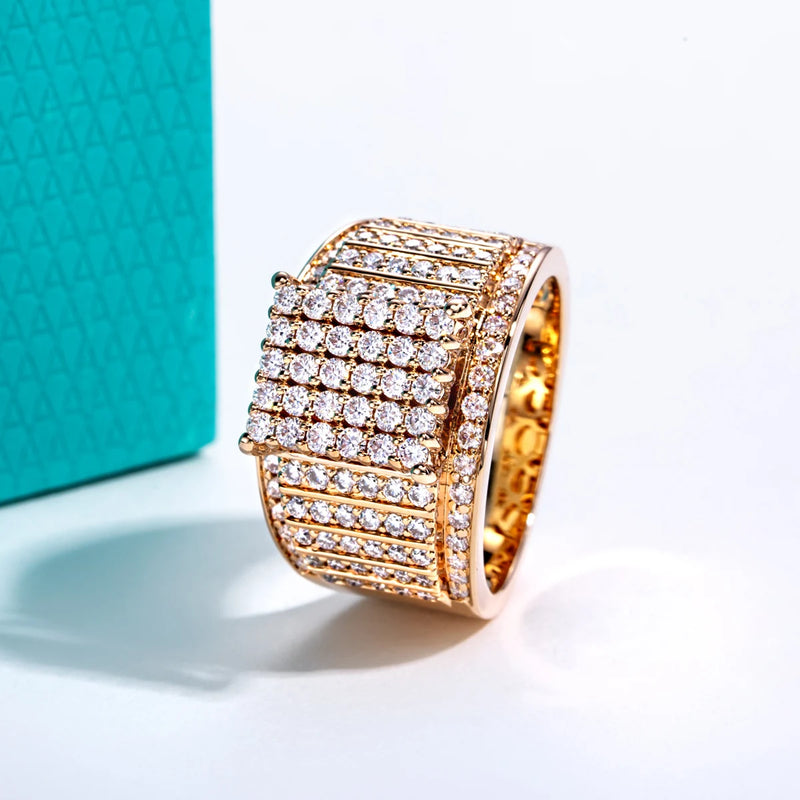 Men's 14K Gold Plated Moissanite Statement Ring