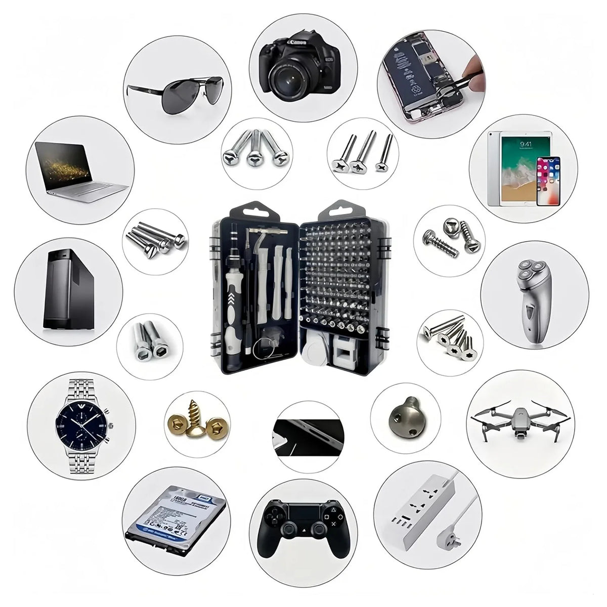 Precision Screwdriver Kit with 115 Interchangeable Bits