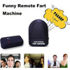 A black remote controlled fart machine is shown next to several men.