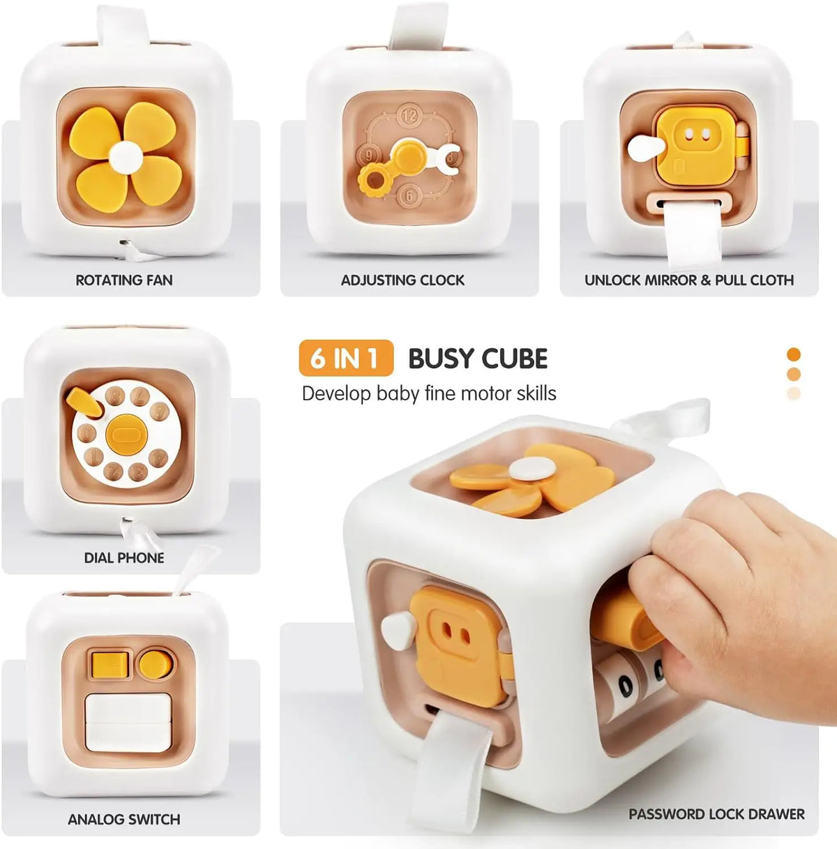 Montessori 6-in-1 Activity Cube for Toddlers – Sensory Busy Board & Learning Toy