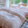 Seersucker Duvet Cover Set with Lace Trim
