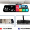 Schwarzes Dual-Channel-Auto-DVR-Gerät mit Halter für die Montage im Fahrzeug.