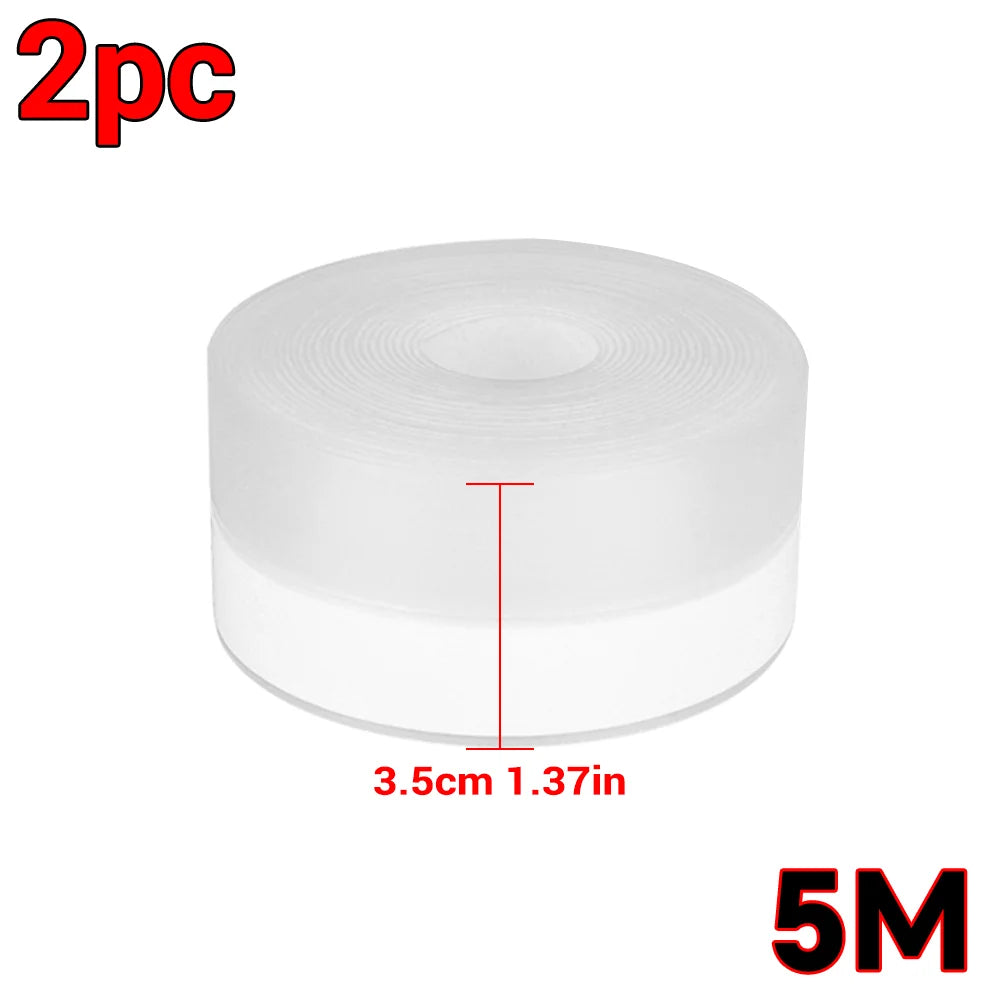 Two rolls of white silicone weather stripping seal tape, 3.5cm long each.