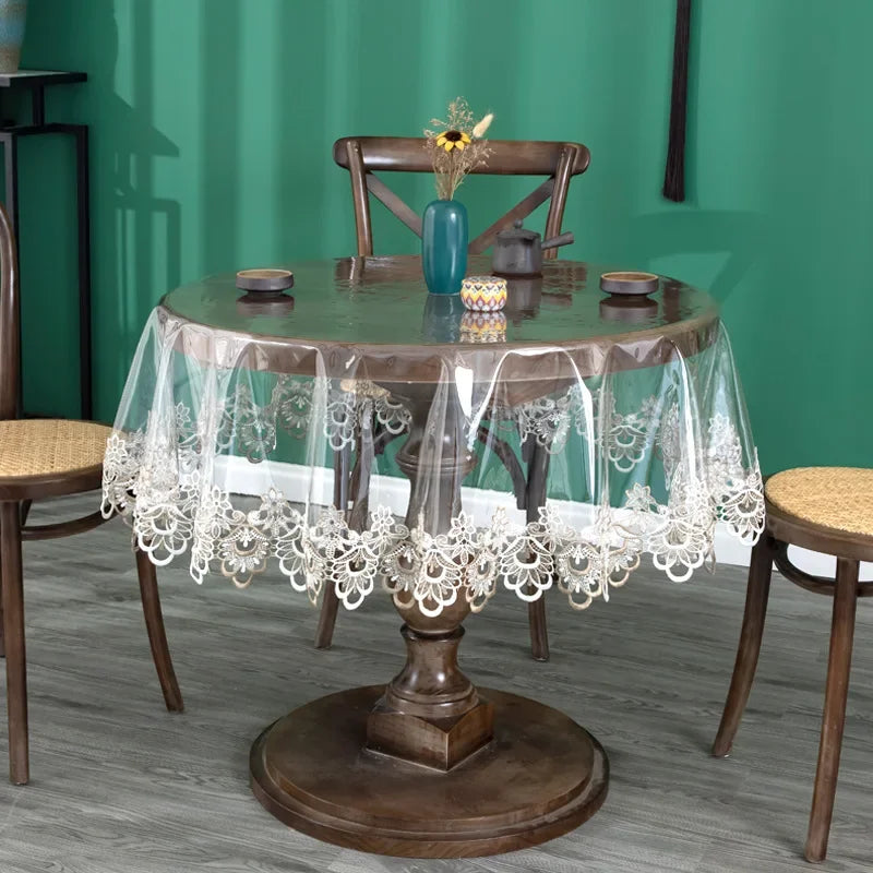 Elegant Lace Embroidered Waterproof Tablecloth