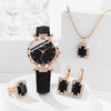 Elegante Quarzuhr mit Strassbesatz und Lederarmband