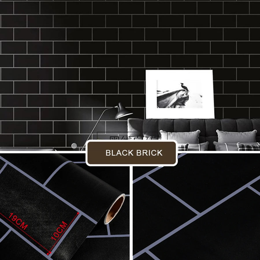 Black Self-Adhesive Waterproof Wallpaper for Kitchen & Furniture Renovation