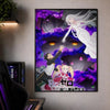 A poster featuring anime characters from Re:Zero in a dark purple and black style
