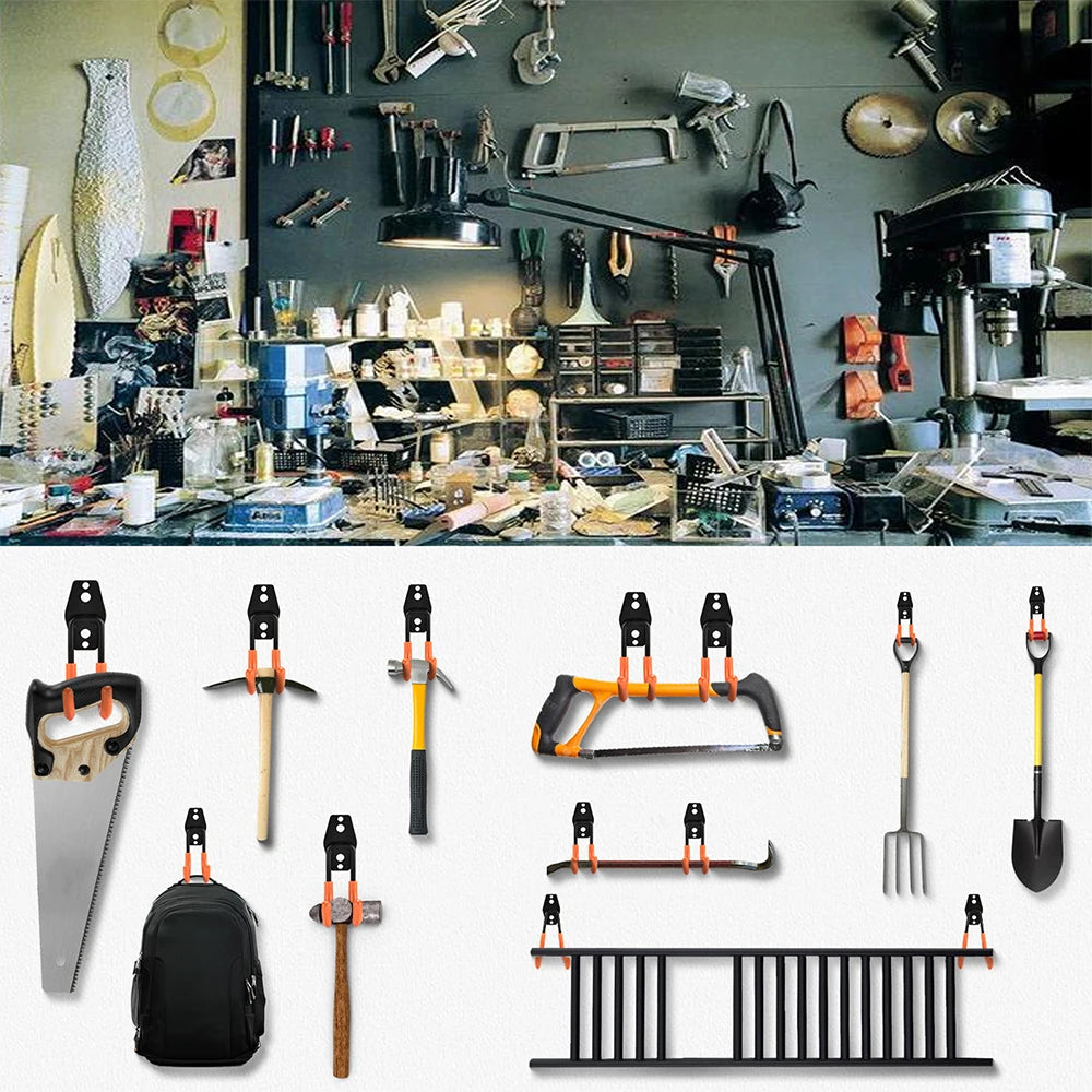 Heavy-Duty Wall Mount Metal Hooks for Garage and Workshop Storage