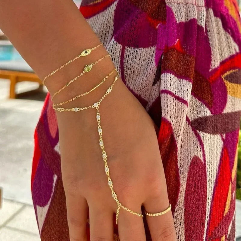Colorful CZ Link Chain Bracelet