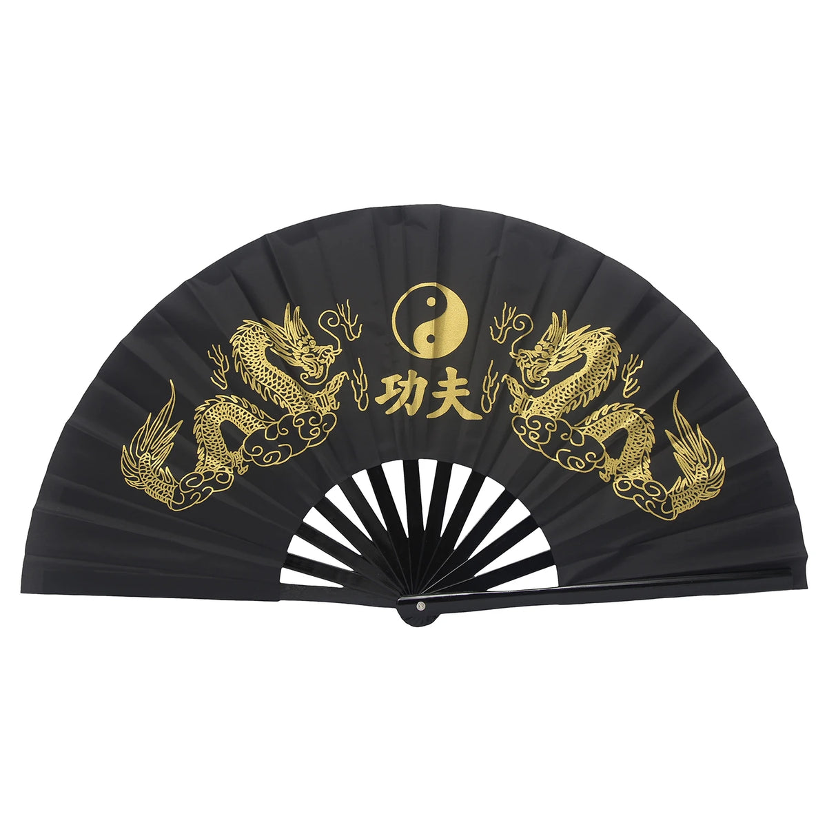 Traditional Bamboo Tai Chi Performance Fan with Protective Cover