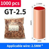 A bag of 1000 pieces of 2.5mm copper wire or terminals, shown next to a cylindrical copper tube.