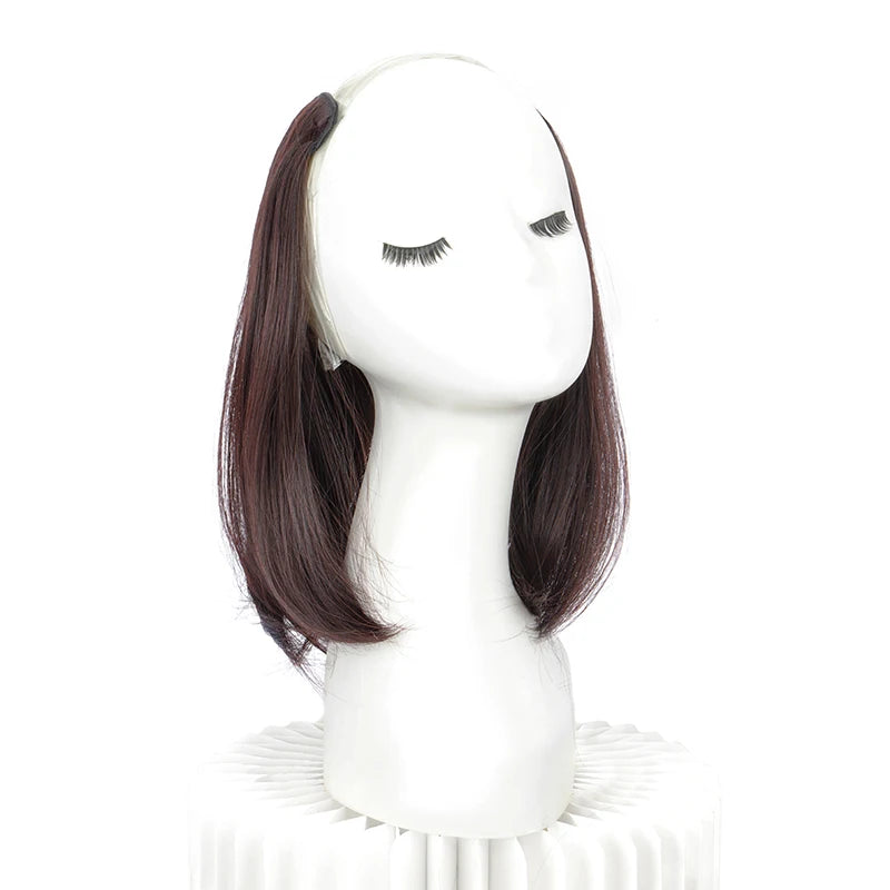 V-Part Synthetic Hairpiece with Invisible Clips