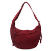A maroon lightweight nylon crossbody bag with an adjustable strap.