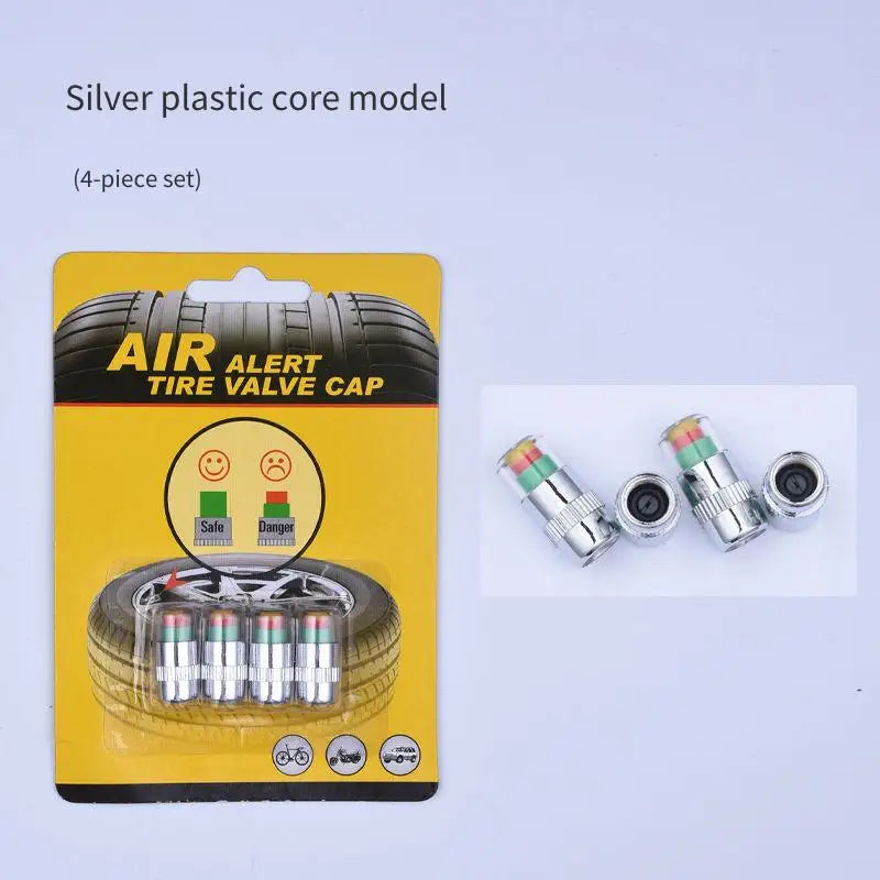 Tire Pressure Monitoring Valve Caps with Color Alert Indicators (4-Pack)