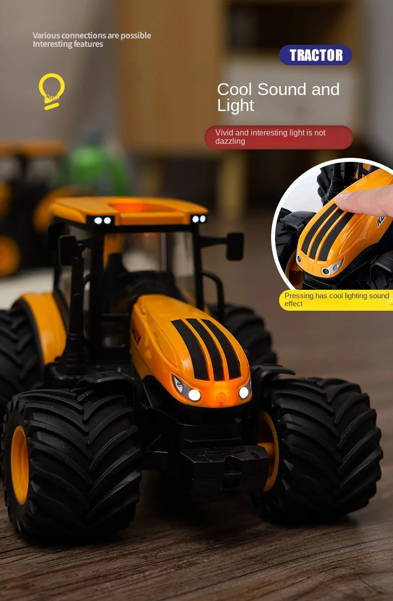 Remote-Controlled Farm Tractor Toy with Realistic Engineering Details